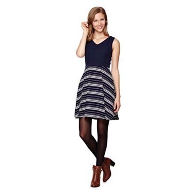 Yumi Blue Sleeveless Dress With Stripe Print